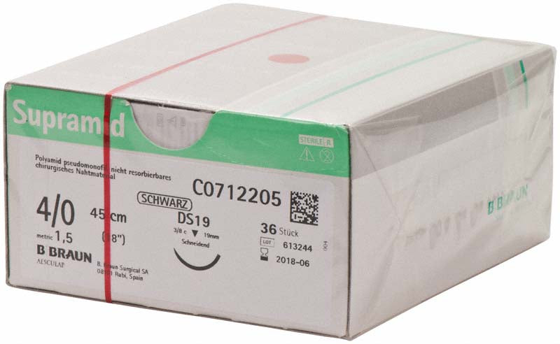 Supramid®, schwarz, 36 Stk, 45 cm, USP 4/0, DS 19
