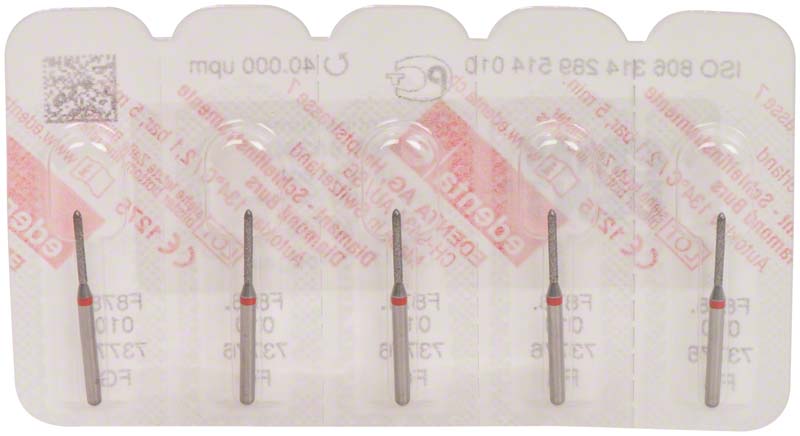 Omni Diamanten 878 für FG, 19 mm, rot fein, Torpedo zylindrisch ISO 010
