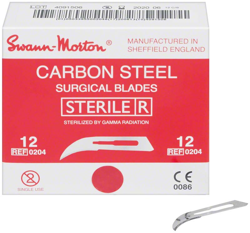 Skalpellklingen Carbon Swann, Fig. 12, Griff 3, 100 Stk steril