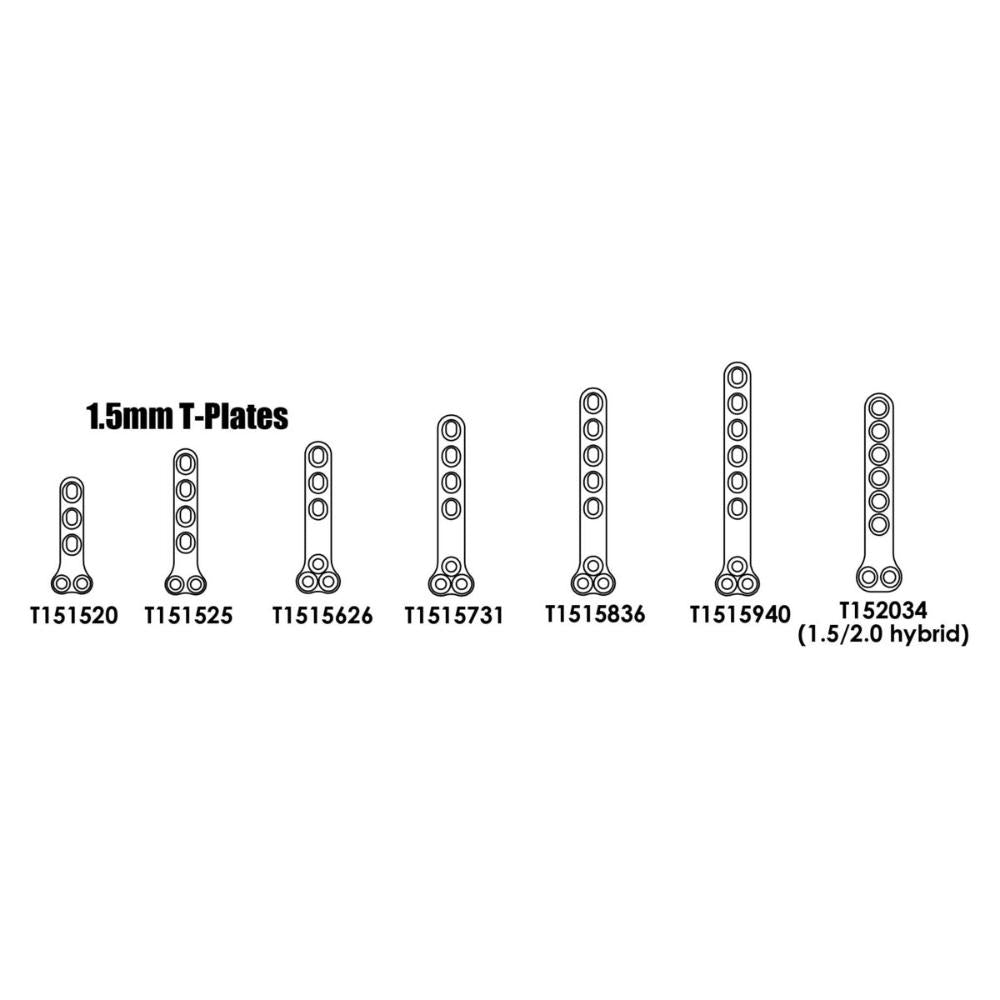 T-Platte 1,5mm, 2Löcher Kopf, 3Löcher Schaft, 20mm lang (T151520)