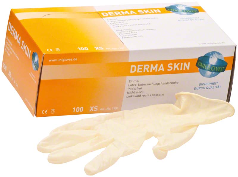 DERMA SKIN Latex Untersuchungshandschuhe, puderfrei, 100 Stk, weiß, XS