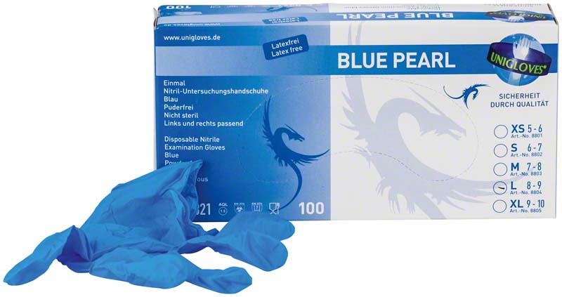 BLACK PEARL Nitril Untersuchungshandschuhe, puderfrei, 100 Stk, L, blau