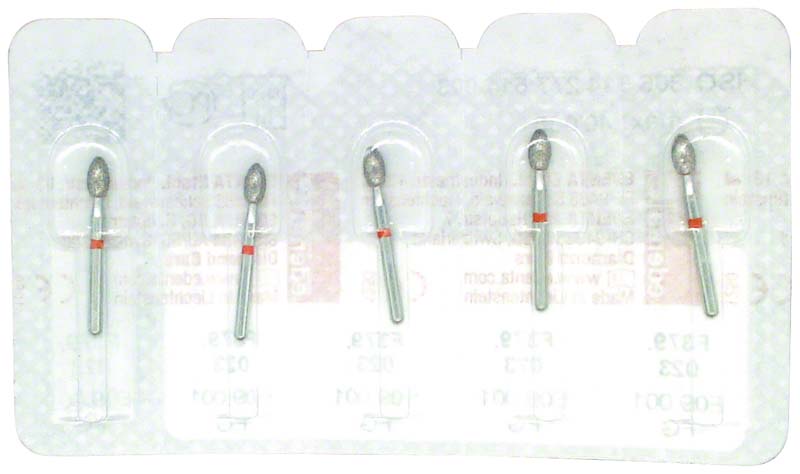 Omni Diamanten 379 für Turbine, 19 mm, rot fein, Eiform 4,5 mm, ISO 023
