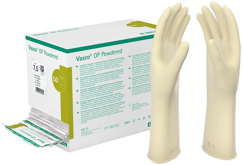 Vasco®  OP Handschuhe, Latex, gepudert, weiß, 50 Paar, Gr. 7,5