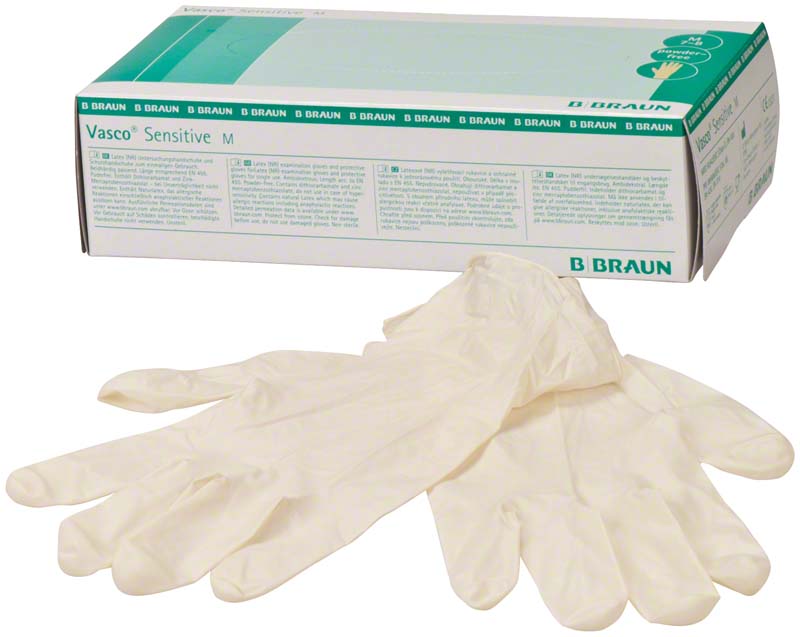 Vasco® Sensitive Latex Untersuchungshandschuhe, puderfrei, weiß, 100 Stk, M