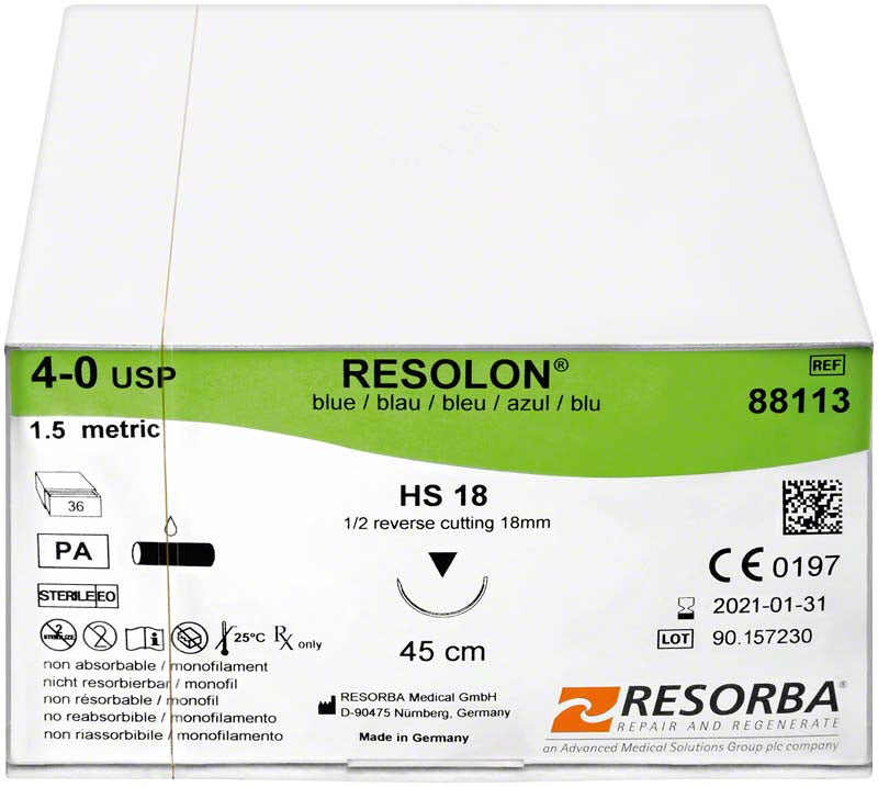 RESOLON, blau, 36 Stk, 45 cm, USP 4/0, HS18