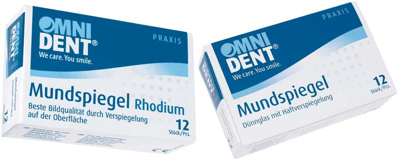 Mundspiegel, 12 Stk., ohne Griff, Rhodium Nr. 3, plan, 20 mm