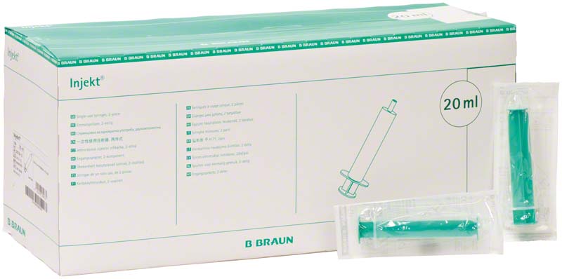 Injekt® Solo Einmal Spritzen, grün, Luer, 100 Stk, 20 ml