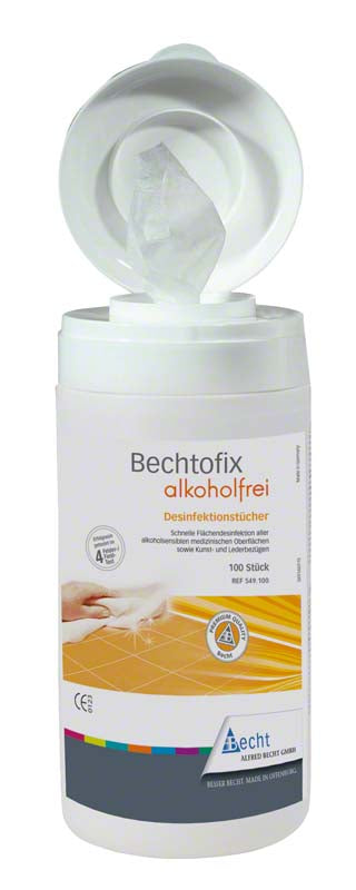 Bechtofix alkoholfrei Flächendesinfektionstücher Spenderdose inkl. 100 Stk 14x20 cm