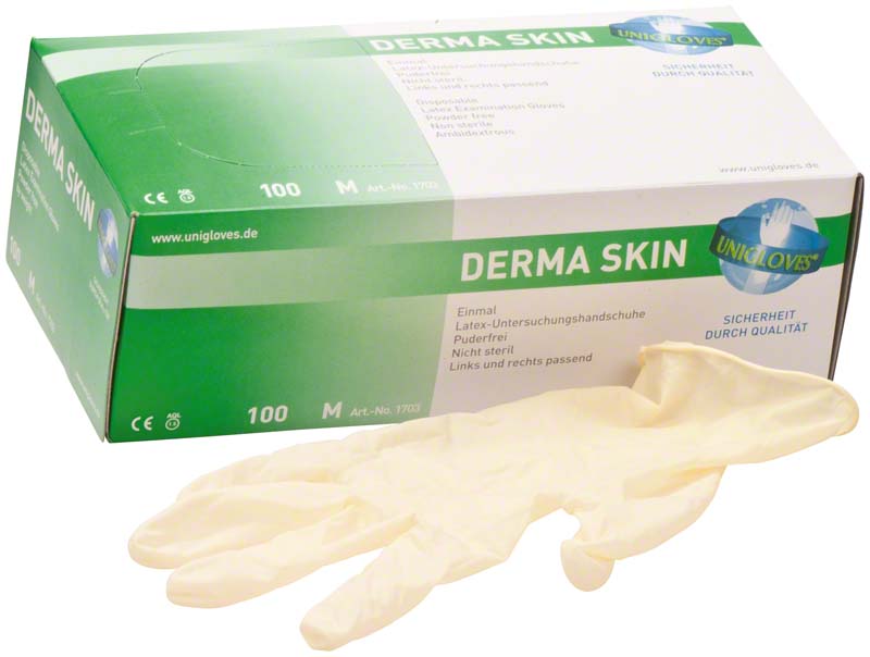 DERMA SKIN Latex Untersuchungshandschuhe, puderfrei, 100 Stk, weiß, M