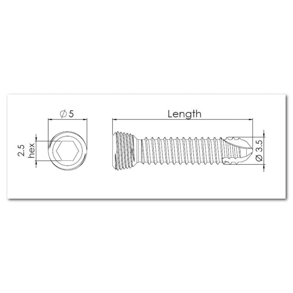 3,5 mm Locking-Schraube, Hex-Kopf, 10 mm lang (LS3510)