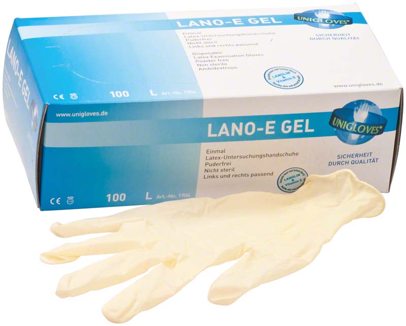 LANO-E GEL Latex Untersuchungshandschuhe, 100 Stk, weiß, L