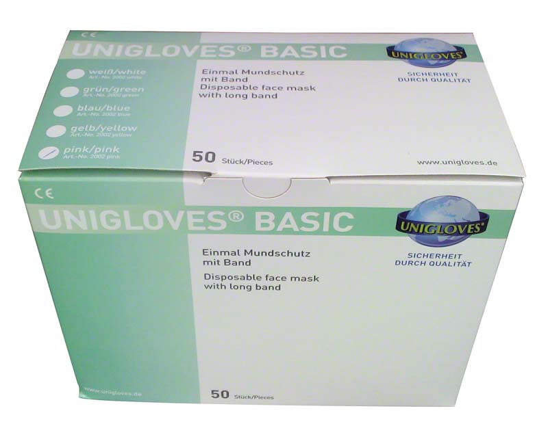 BASIC OP Mund Nasen Schutz, Gummibänder, Spenderbox 50 Stk, rosa