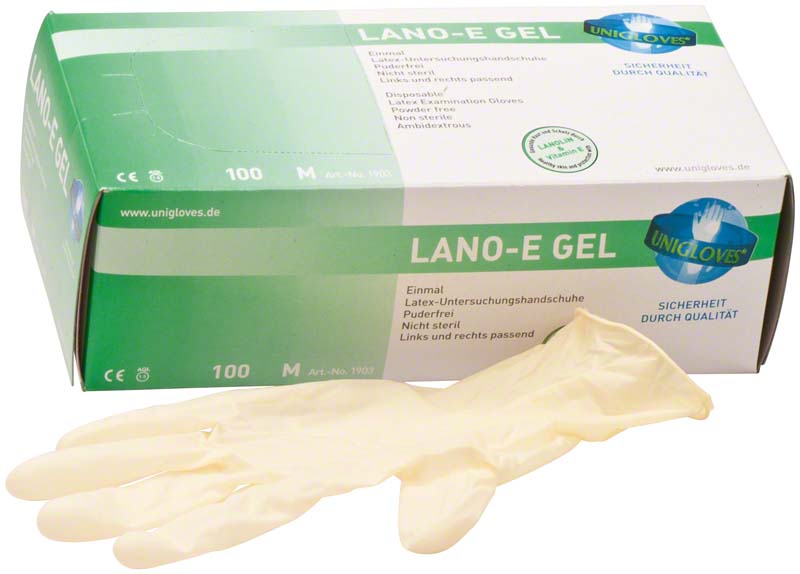 LANO-E GEL Latex Untersuchungshandschuhe, 100 Stk, weiß, M