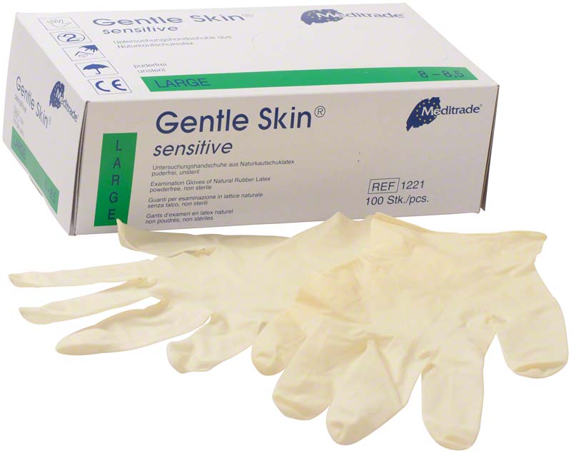 Gentle Skin® sensitive Latex Untersuchungshandschuhe, puderfrei, 100 Stk, L
