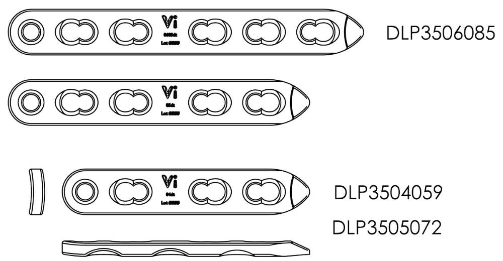 3,5 mm Dynamische Lockingplatte, 107 mm lang, 8 Löcher (DLP3508107)