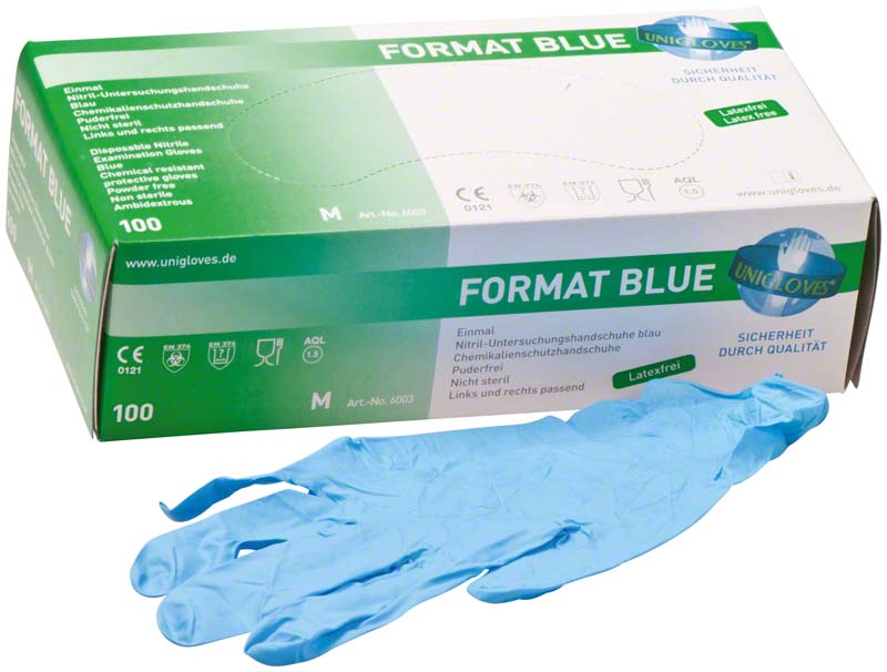 FORMAT BLUE Nitril Untersuchungshandschuhe, 100 Stk, blau, M