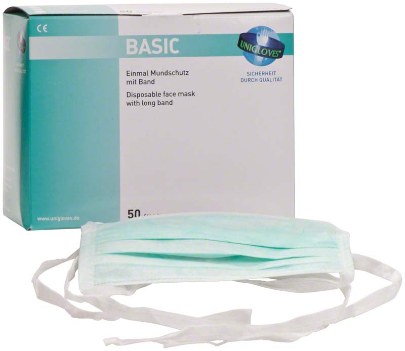BASIC OP Mund Nasen Schutz, Gummibänder, Spenderbox 50 Stk, grün