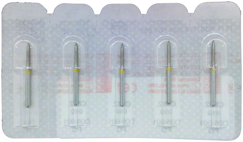 Omni Diamanten 862 für FG, 19 mm, gelb superfein, Falmme ISO 010