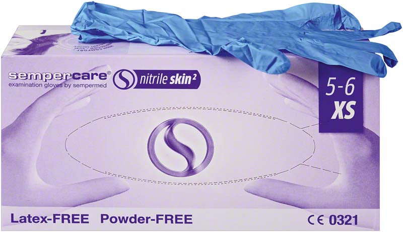 sempercare nitrile skin Nitril Untersuchungshandschuh, puderfrei, blau, L