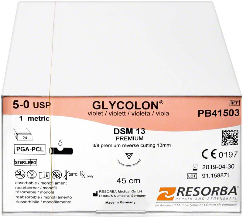 Glycolon Monofil, violett, 24 Stk, 45 cm, USP 5/0, DSM13