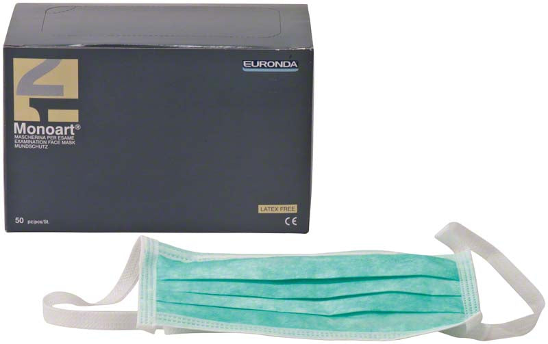 Monoart® Mund-Nasen-Schutz Protection 3, mit Bändern, 50 Stk, grün