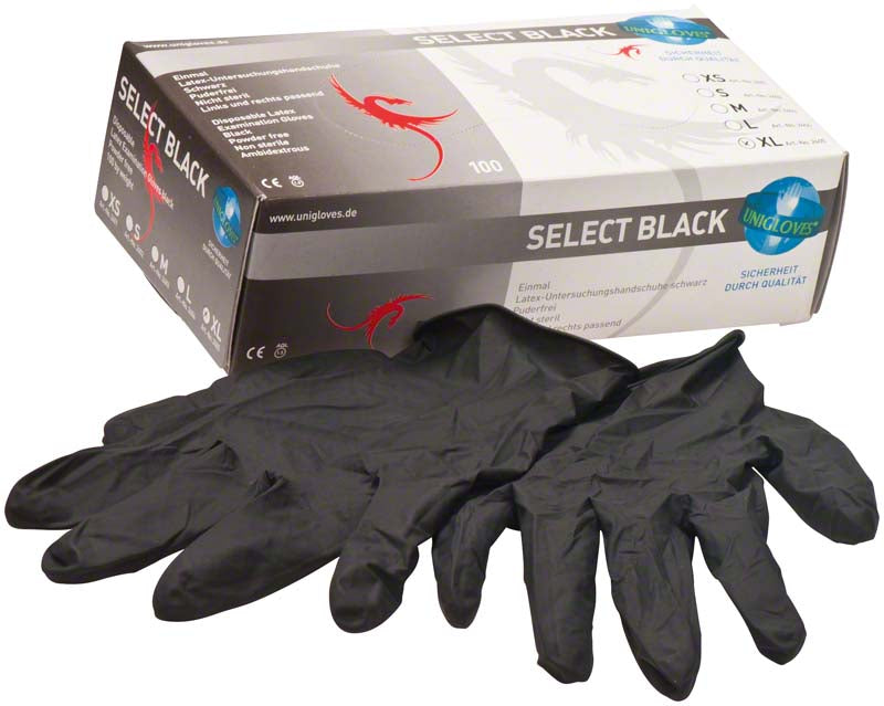 SELECT BLACK Latex Untersuchungshandschuhe, puderfrei, 100 Stk, schwarz, XL