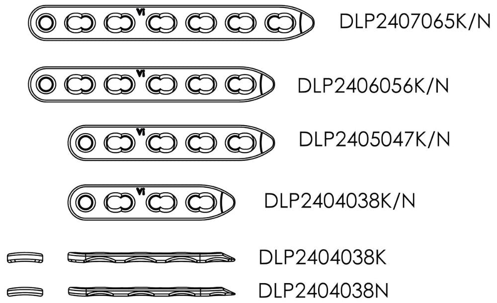 2,4 mm Dynamische Lockingplatte/breit, 119mm lang, 13 Löcher (DLP2413119K)
