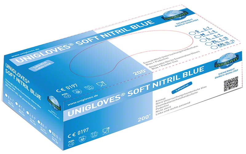 SOFT NITRIL BLUE 200 Untersuchungshandschuhe, puderfrei, 100 Stk, blau, S
