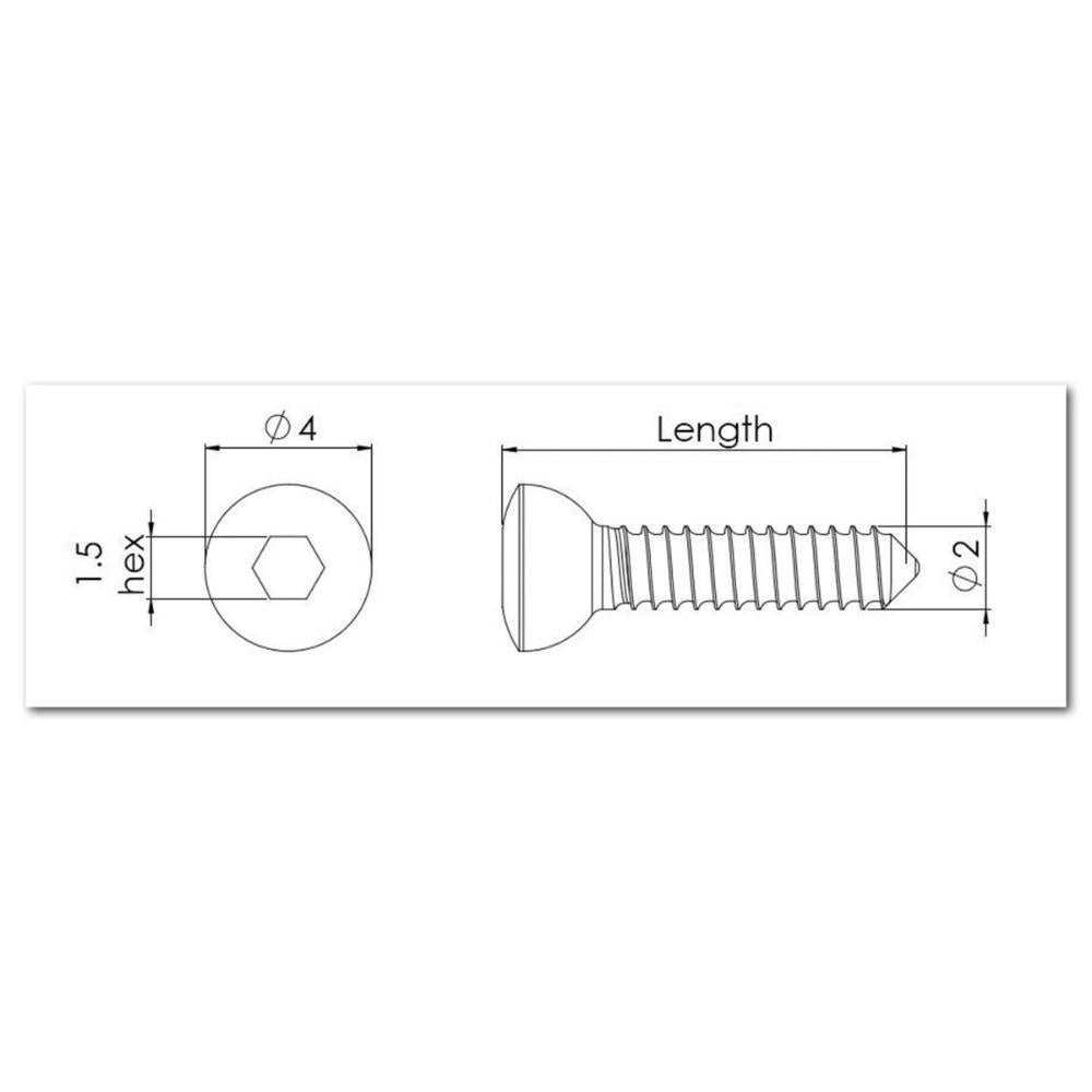 2,0 mm Kortikalisschraube mit Hex-Kopf, 9 mm lang (CS2009)