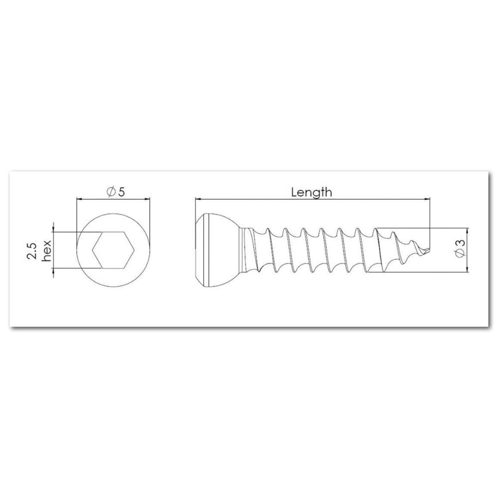 3,0 mm Spongiosaschraube selbstschn., Hex-Kopf, 36 mm lang (CAN3036)